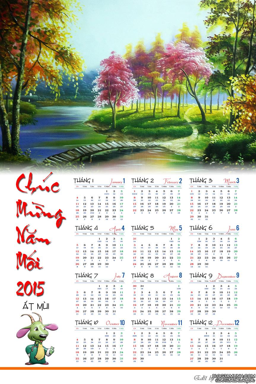 Share file lịch treo tường 2015 PSD có ngày âm 2