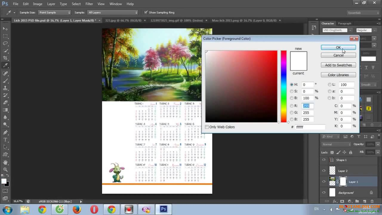 Share file lịch treo tường 2015 PSD có ngày âm 4