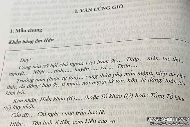 Văn khấn cúng giỗ lối cổ